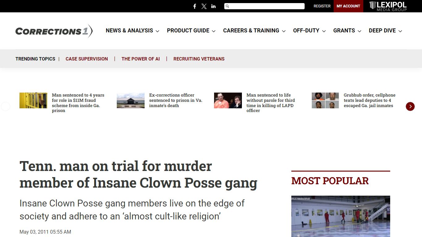 Tenn. man on trial for murder member of Insane Clown Posse gang